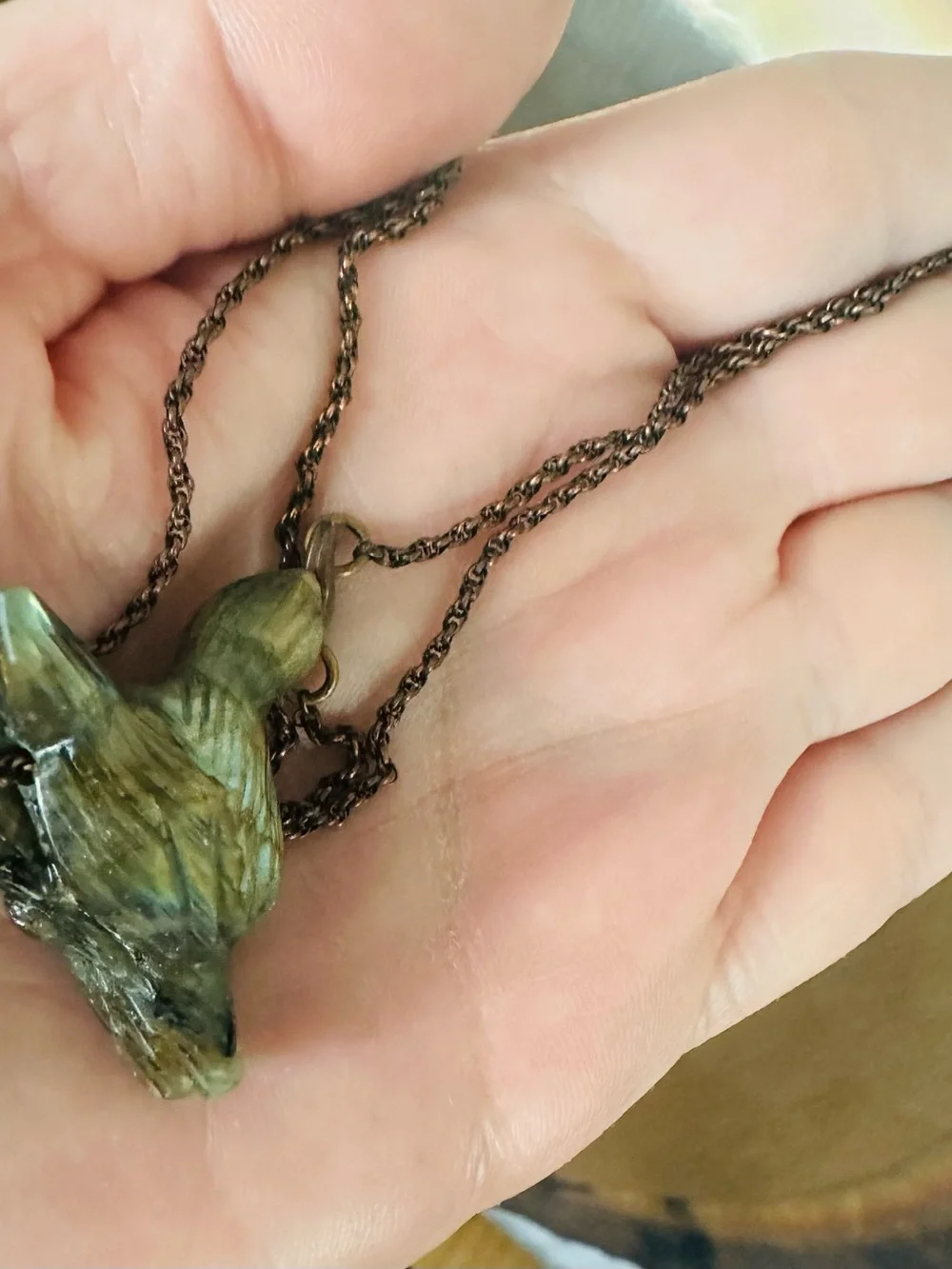 Carved Genuine Laborite Coyote Pendant Necklace - Women's Jewelry